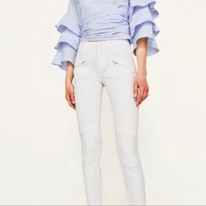 Zara Basic White Moto Skinny Jeans